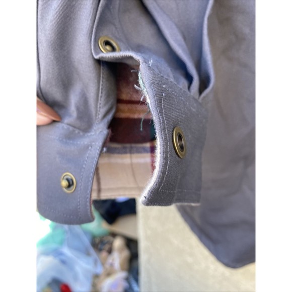 Men's Heavyweight Canvas Gray Size S Small Flannel Lined Shirt Jacket Shacket - Picture 3 of 8